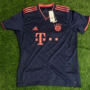 NWT Adidas Bayern Munich  Dark Blue and Pink Soccer Jersey XL